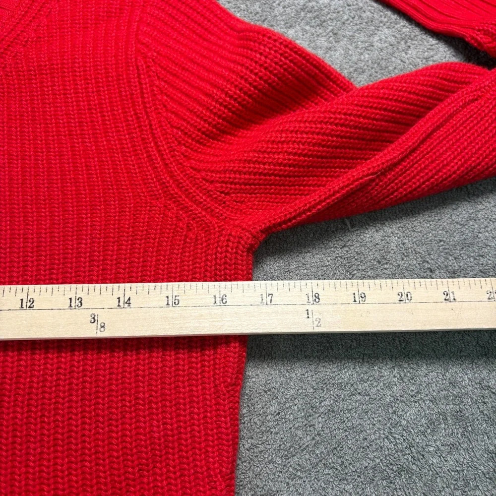 Tory Burch Sweater Womens S Red Kennedy Wool Cashmere Ribbed Knit Holiday NEW